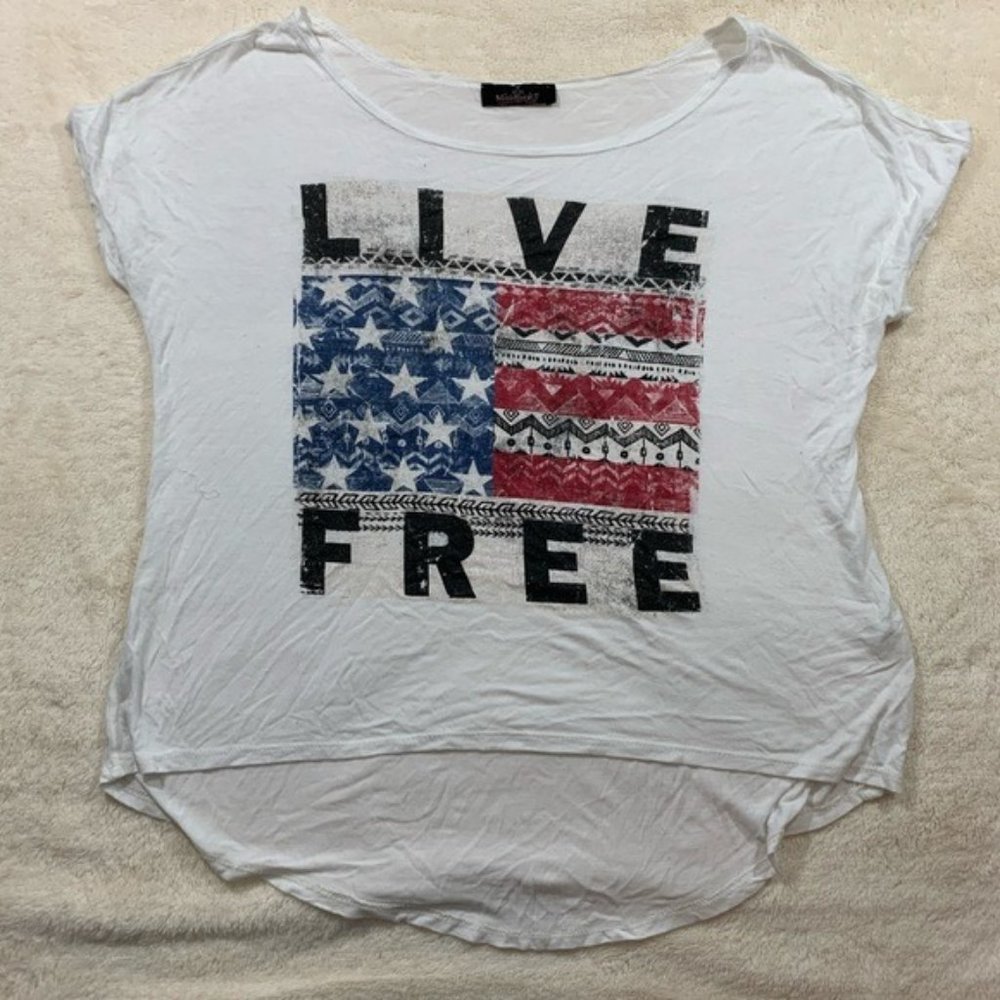 Miss Royal T - Live Free Graphic Tee w/ Flag L